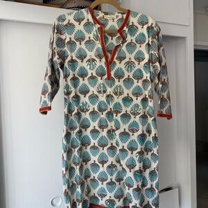 Emerson Fry Block Print Blue and Red Mini Dress